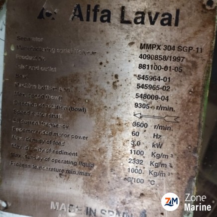 ALFA LAVAL MMPX 304 SGP-11 OIL SEPERATOR