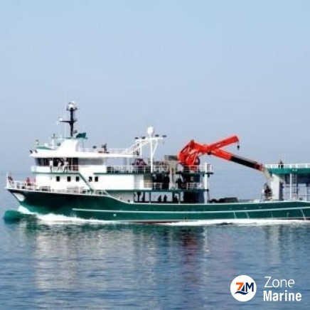 Thonier senneur neuf coque acier de 42 x 15 m moteurs 4500 CV avec 2 grues et 2 petits bateaux annexes en acier
