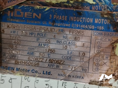 HIGEN 108HV1FHSA-PSAJD 3 PHASE INDUCTION MOTOR