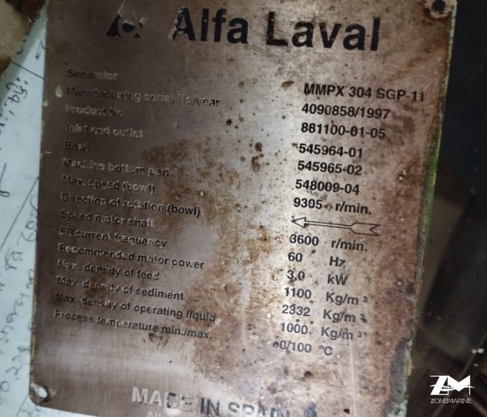 ALFA LAVAL MMPX 304 SGP-11 OIL SEPERATOR