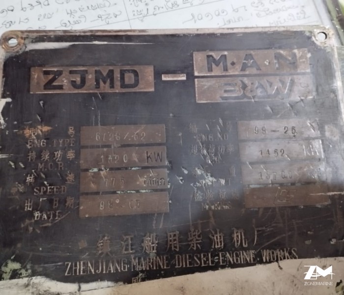  ZJMD MAN B&W 6L28/62 COMPLETE MAIN ENGINE