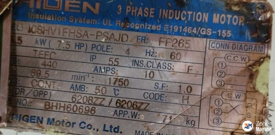 HIGEN 108HV1FHSA-PSAJD 3 PHASE INDUCTION MOTOR